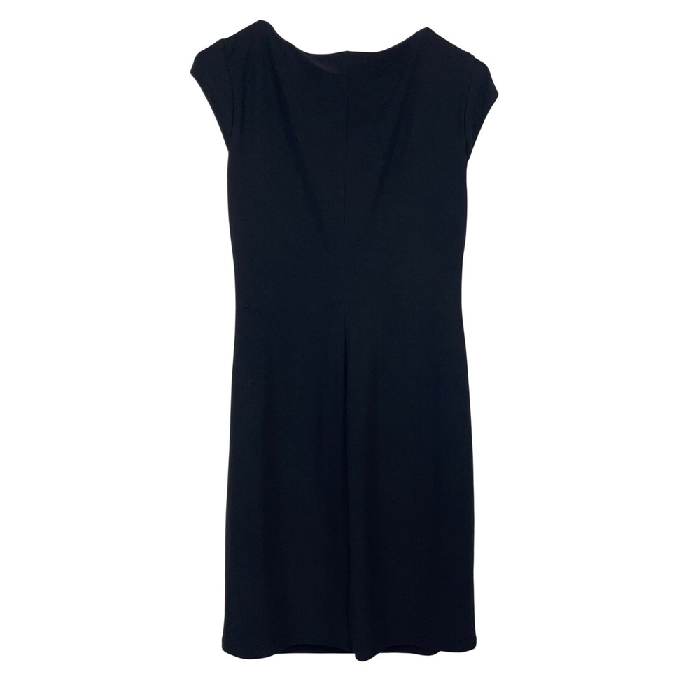Lauren Ralph Lauren Womens 10P Black Ruched Cowl Neck Sheath Dress Sleeveless - Picture 3 of 8